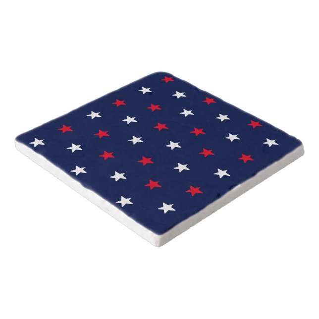 Patriotic Red white navy blue stars 4th of July Trivet (Corner)