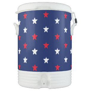 Patriotic red white navy blue stars fun holiday beverage cooler