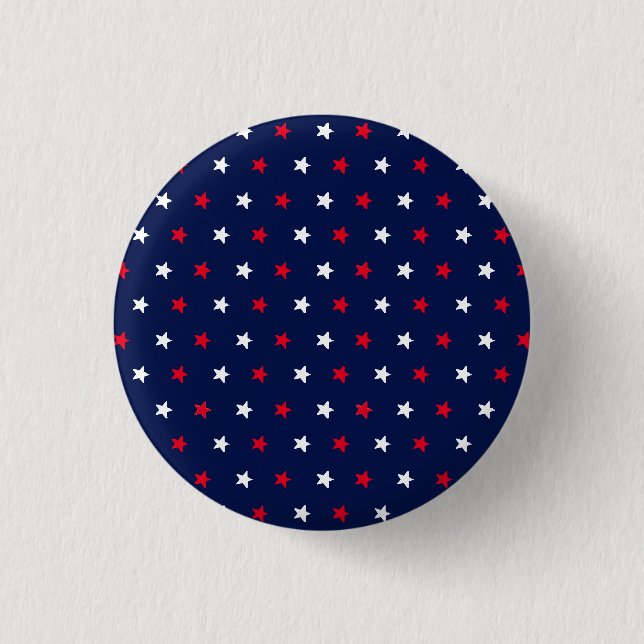Patriotic red white navy blue stars holiday modern button (Front)