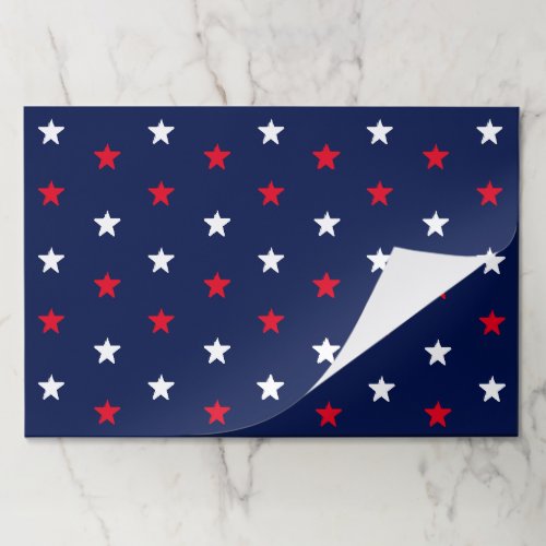 Patriotic red white navy blue stars paper placemat