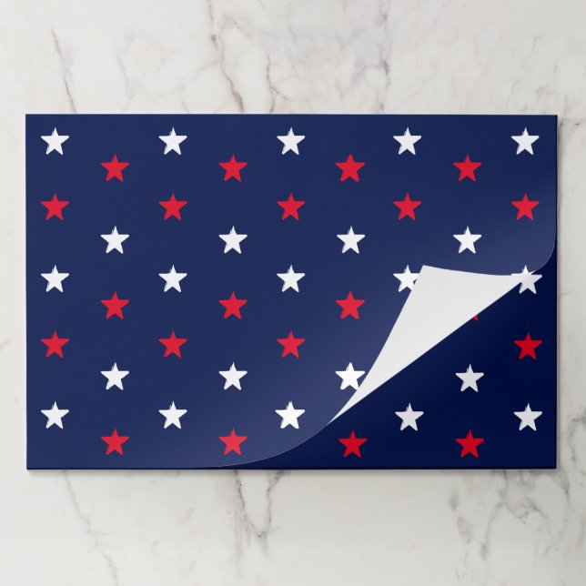 Patriotic red white navy blue stars paper placemat (Folded)