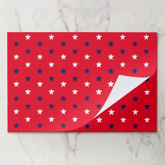 Patriotic red white navy blue stars paper placemat (Folded)