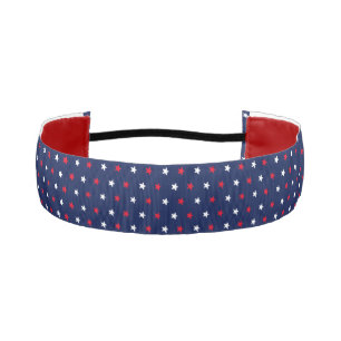 Patriotic red white navy blue stars pattern cute athletic headband