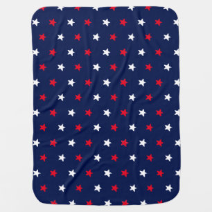 Patriotic red white navy blue stars pattern cute baby blanket