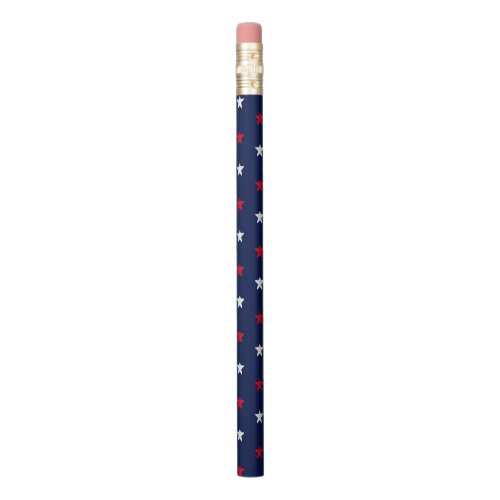 Patriotic red white navy blue stars pattern modern pencil