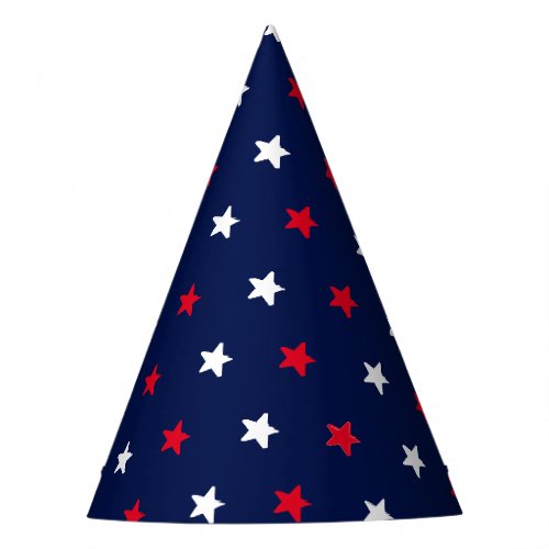 Patriotic red white navy blue stars pattern party hat