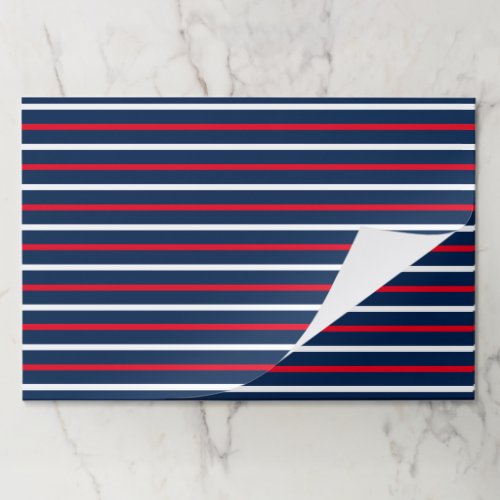 Patriotic red white navy blue stripes placemats