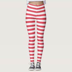 Patriotic Red, White Stripe Leggings