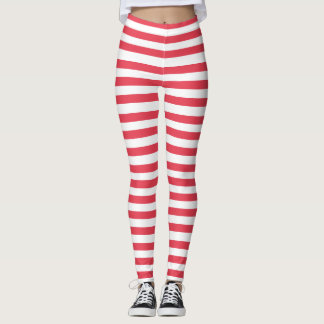 Patriotic Red, White Stripe Leggings