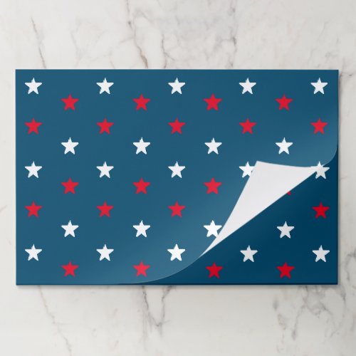 Patriotic red white teal blue stars paper placemat