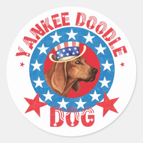 Patriotic Redbone Coonhound Classic Round Sticker