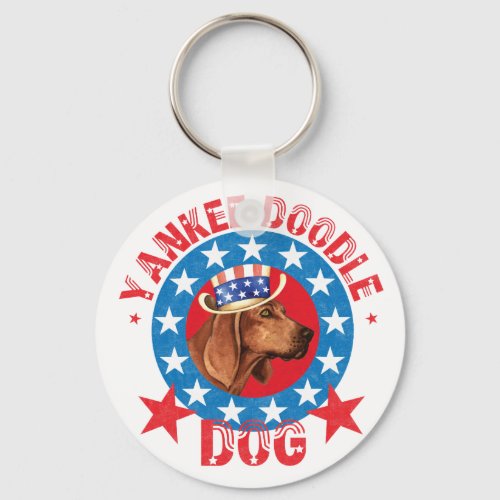 Patriotic Redbone Coonhound Keychain