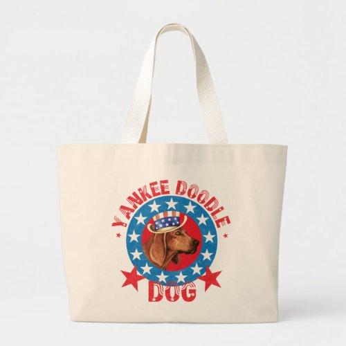 Patriotic Redbone Coonhound Large Tote Bag