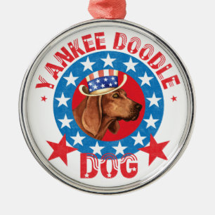 Patriotic Redbone Coonhound Metal Ornament