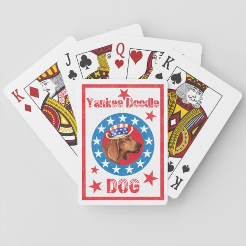 Patriotic Redbone Coonhound Poker Cards