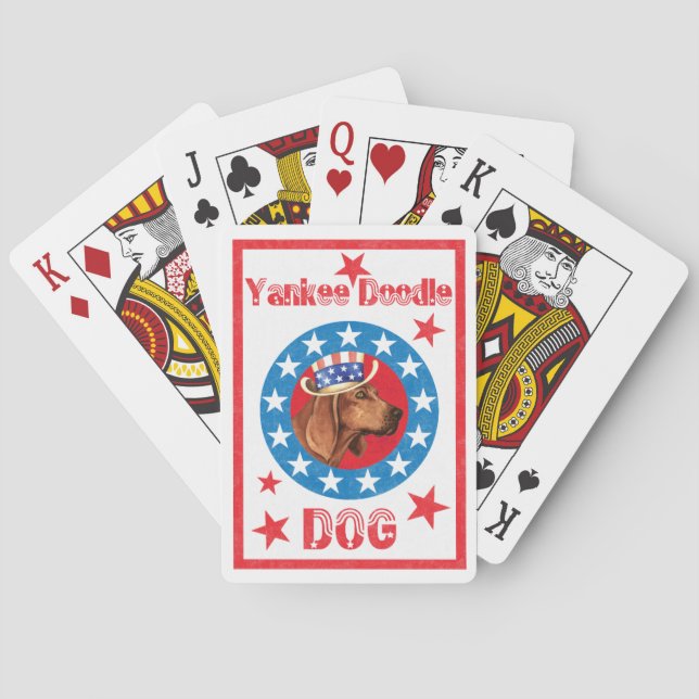 Patriotic Redbone Coonhound Poker Cards (Back)