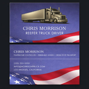 Patriotic Reefer Truck Driver Trucking Business Card