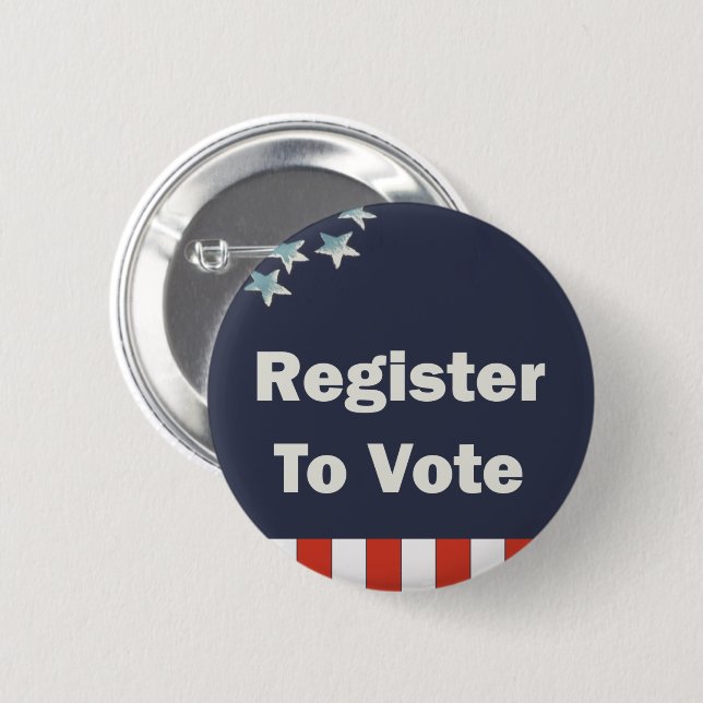 Patriotic Register to Vote Pinback Button (Front & Back)