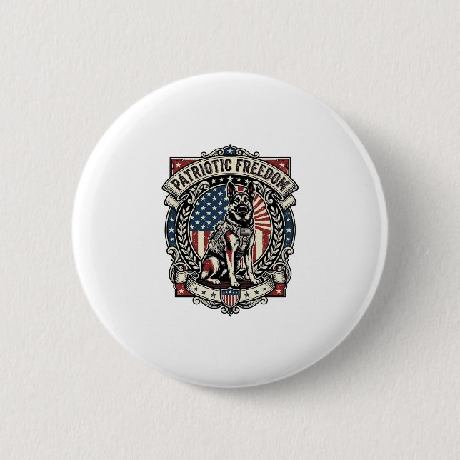 Patriotic Rescue Dog Button (Front)