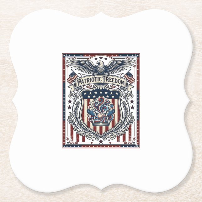Patriotic Resin Paper Coaster (Front)