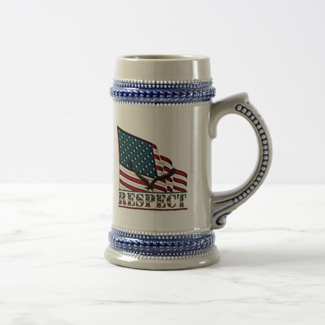 Patriotic Respect, Eagle on large USA Flag Beer Stein (Right)
