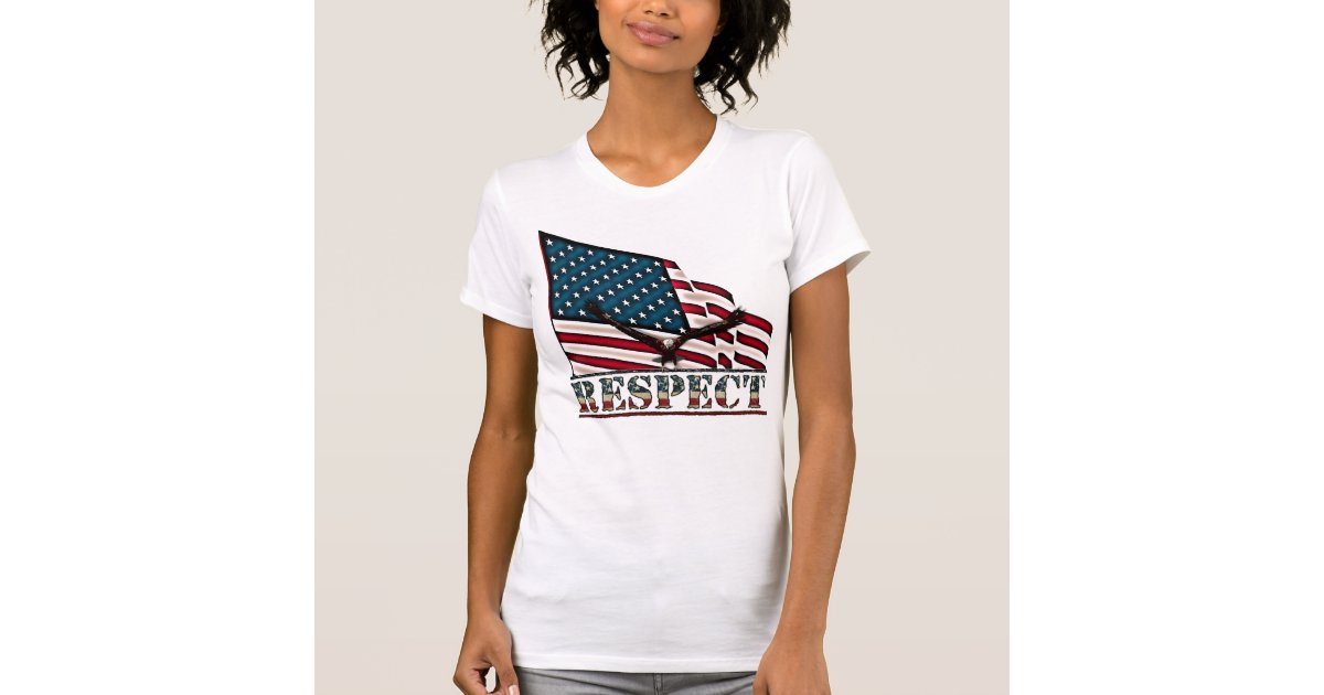 Patriotic Respect with Bald Eagle and USA flag Tee Shirt | Zazzle