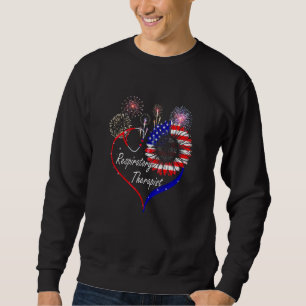Patriotic Respiratory Therapist Sunflower 4th Of J Sweatshirt