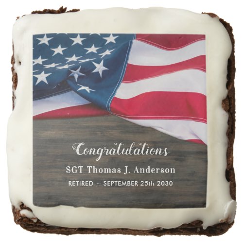 Patriotic Retirement American Flag Military Brownie