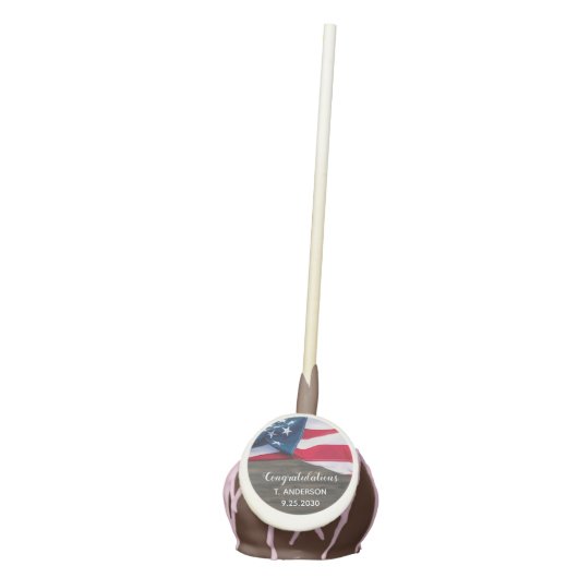 Patriotic Retirement American Flag Military Cake Pops (Front)