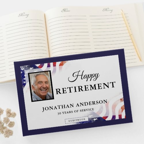 Patriotic Retirement Party American Flag Guest Book