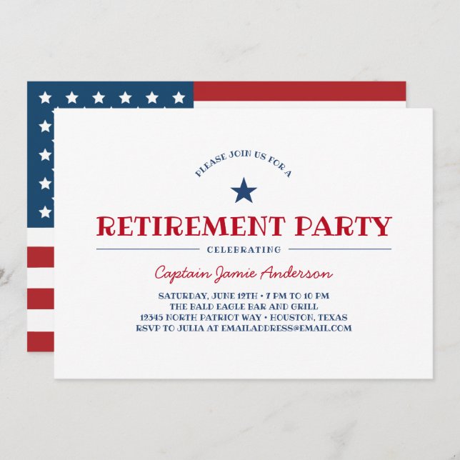 Patriotic Retirement Party Invitation (Front/Back)