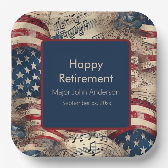 Patriotic Retirement Party Paper Plates (Front)