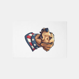 Patriotic Retriever Mascot Vintage Dog Tee 4 Rug