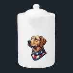 Patriotic Retriever Mascot Vintage Dog Tee 4 Teapot<br><div class="desc">Patriotic Retriever Mascot Vintage Dog Tee 4</div>