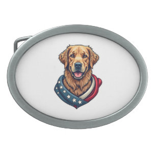 Patriotic Retriever Pride Vintage Dog Shirt 4 Belt Buckle