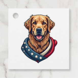 Patriotic Retriever Pride Vintage Dog Shirt 4 Favor Tags