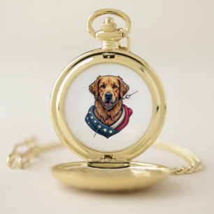 Patriotic Retriever Pride Vintage Dog Shirt 4 Pocket Watch