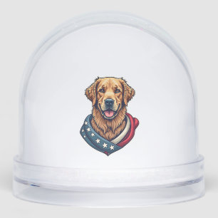 Patriotic Retriever Pride Vintage Dog Shirt 4 Snow Globe
