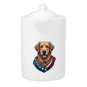 Patriotic Retriever Pride Vintage Dog Shirt 4 Teapot