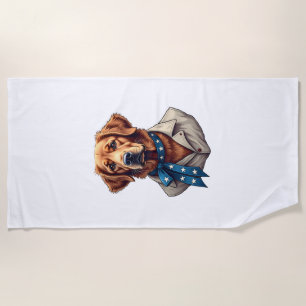 Patriotic Retriever Pride Vintage Dog Shirt Beach Towel