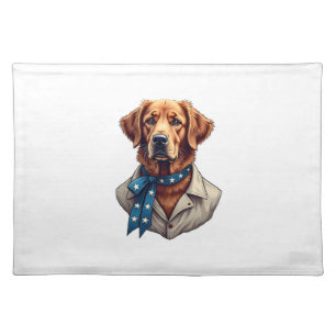 Patriotic Retriever Pride Vintage Dog Shirt Cloth Placemat
