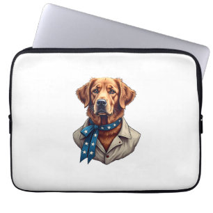 Patriotic Retriever Pride Vintage Dog Shirt Laptop Sleeve