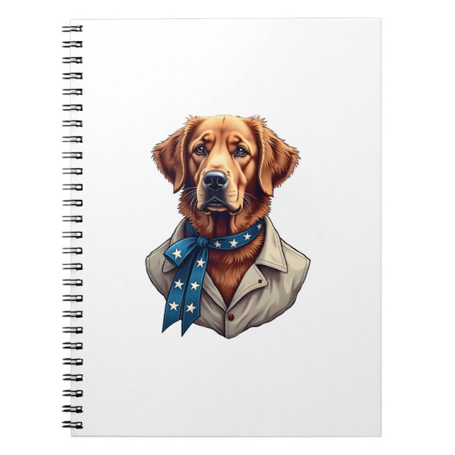 Patriotic Retriever Pride Vintage Dog Shirt Notebook (Front)