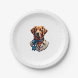 Patriotic Retriever Pride Vintage Dog Shirt Paper Plates
