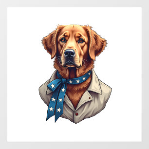 Patriotic Retriever Pride Vintage Dog Shirt Window Cling