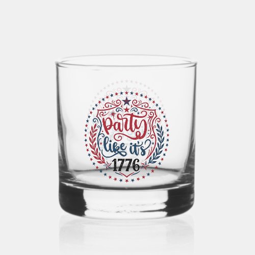 Patriotic Retro Celebration Design Whiskey Glass