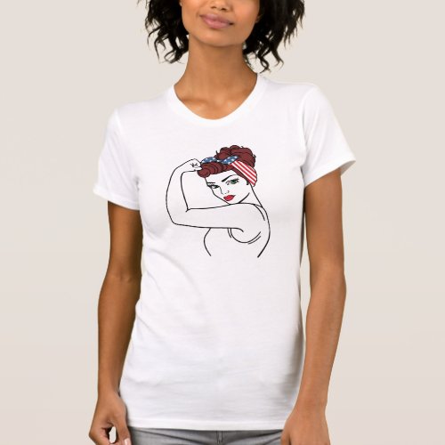 Patriotic Retro Rosie Riveter Girl T_Shirt