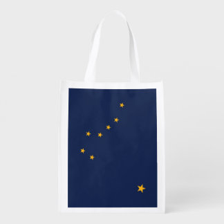 Patriotic reusable grocery bag with Alaska Flag