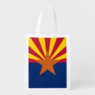 Patriotic reusable grocery bag with Arizona Flag