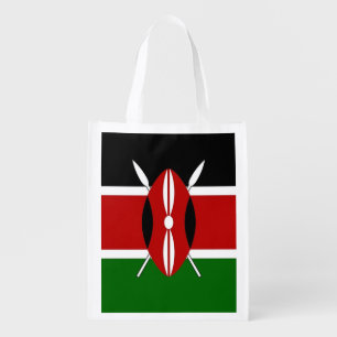 Patriotic reusable grocery bag with Flag of Kenya